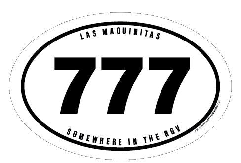 777 Las Maquinitas Oval Decal only in the 956