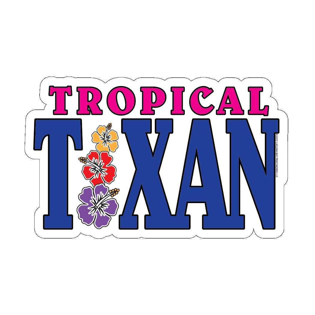 Tropical Texan Decal, Flowers 5"x3", Free Ship, USA Made!