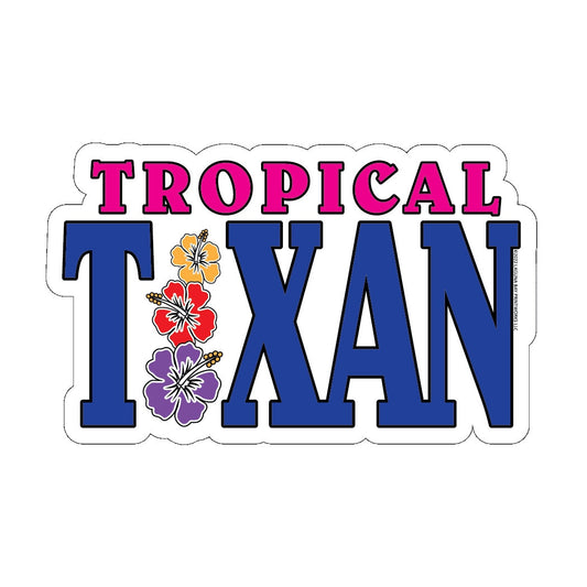 Tropical Texan Decal, Flowers 5"x3", Free Ship, USA Made!